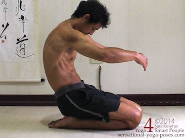 Low back stretches: bent back kneeling position. Neil Keleher, sensational Yoga poses.