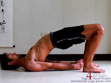 bridge yoga pose for shoulder and ribcage awareness.