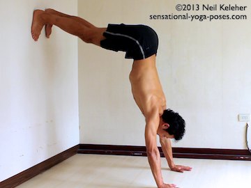L shaped handstand using wall