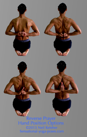 reverse prayer, prayer behind the back, parsvottanasana, yoga poses, yoga asana, yoga pose arm positions