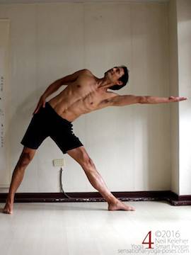 utthita trikonasana (triangle pose), modification for people who can't grab their big toe, Neil Keleher, sensational yoga poses