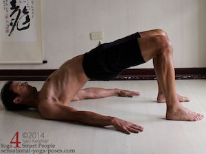 bridge yoga pose for shoulder and ribcage awareness.