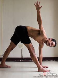 yoga poses for abs: triangle twist yoga pose