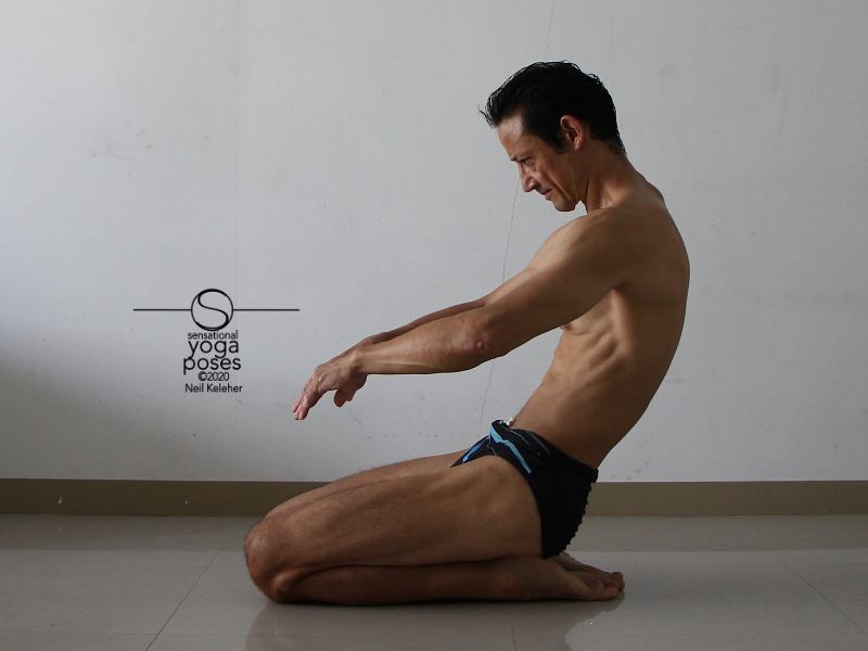 bent back kneeling quadriceps stretch Neil Keleher, Sensational Yoga Poses.