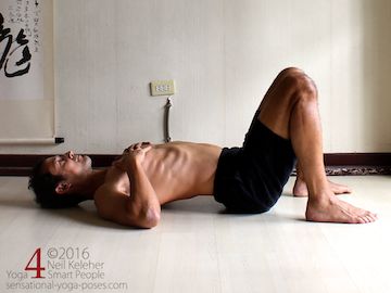 Supine Yoga poses, bridge pose prep: lordosing lumbar spine, neil keleher, sensational yoga poses.