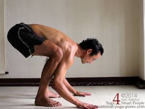 crow pose prep, weight on feet