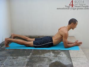Cobra pose (bhujangasana) with elbows on the floor.