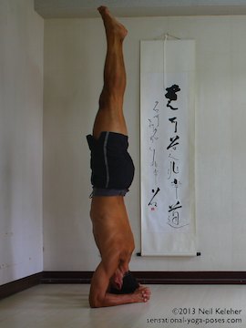 inverted yoga pose, balancing in headstand