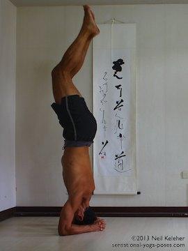 inverted yoga pose, balancing in headstand