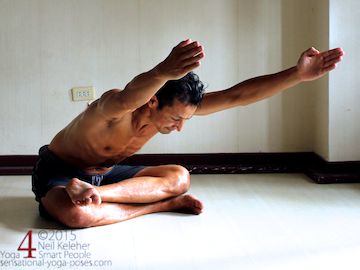 Double pigeon pose bent forwards. Neil Keleher. Sensational Yoga Poses.