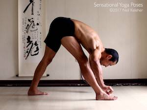 Pyramid pose (parsvottanasana) hamstring stretch, Neil Keleher, Sensational Yoga Poses.