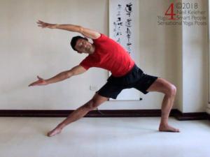 viparita virhabhadrasana, side bending warrior pose