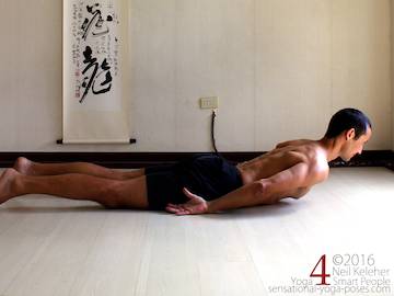 locust pose prone spinal back bend, Neil Keleher, Sensational Yoga Poses.