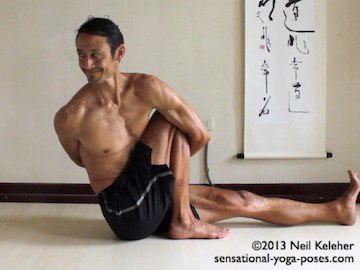 twisting yoga poses, marichyasana c