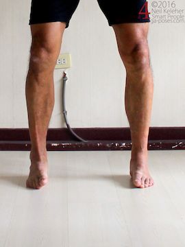Foot exercises, shins externally rotated to the point that the inner edges of the forefeet lift off of the floor. Neil Keleher. Sensational Yoga Poses.