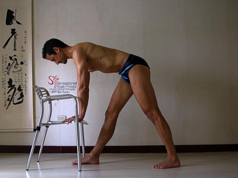 Low back stretches: triangle forward bend aka pyramid pose. Neil Keleher, sensational Yoga poses.