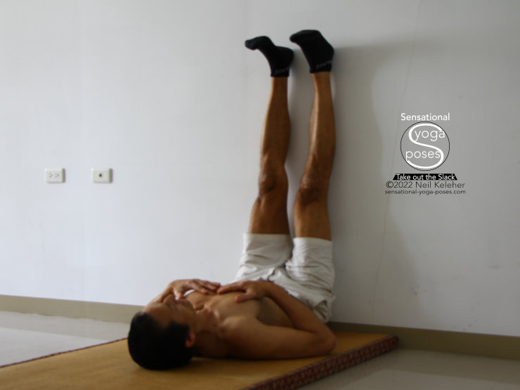 resting with legs up the wall. Neil Keleher, Sensational Yoga Poses.