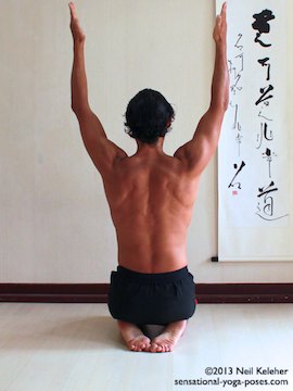 yoga pose brush strokes for the arms, arms lifted with elbows slightly bent