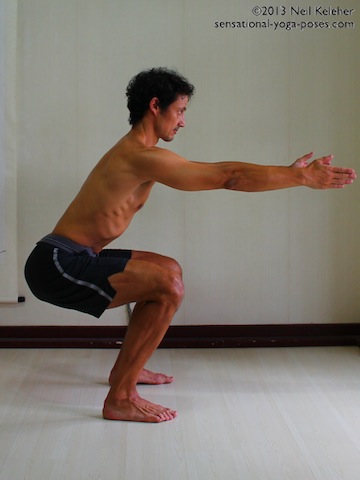 half squat position, yoga for strength