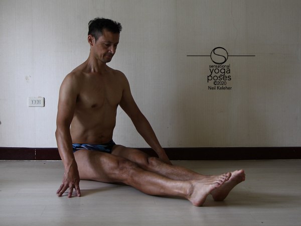 Staff pose with feet pointed, Neil Keleher. Sensational Yoga Poses.