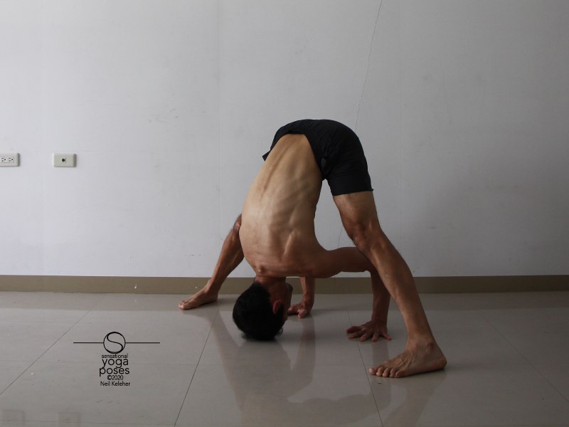 Wide Leg Standing Forward Bend A Position, Neil Keleher, Sensational yoga poses