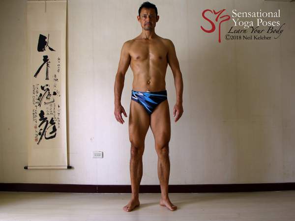 Hip adjustments, external leg rotation (thigh, shin and foot rotated together). Neil Keleher. Sensational Yoga Poses.