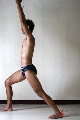 standing psoas stretch. Neil Keleher. Sensational Yoga Poses.