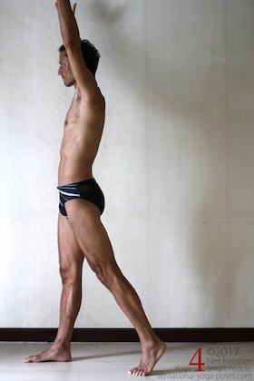 standing psoas stretch. Neil Keleher. Sensational Yoga Poses.