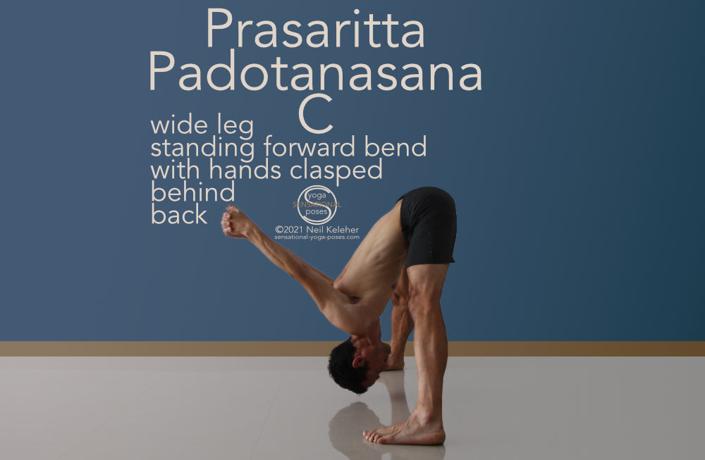 prasarita padottanasana c, wide leg standing forward bend C