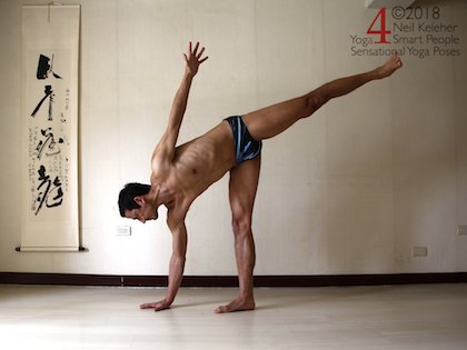 Premium Photo | Beautiful fit young woman is drinking coffee and reading  book during doing yoga pose handstand.