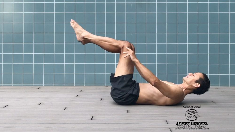 lying on back with knees bent prior to sitting up. Neil Keleher, Sensational Yoga Poses.