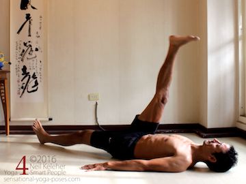 Supine Yoga poses, supine hip flex and hip extension, neil keleher, sensational yoga poses.