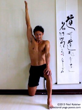 Quad and hip flexor stretch with shin against a wall, Neil Keleher, Sensational Yoga Poses.