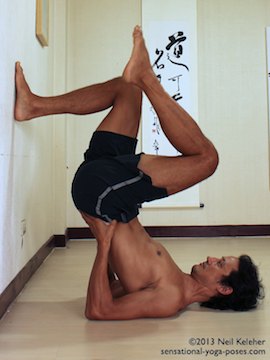 shoulderstand using wall