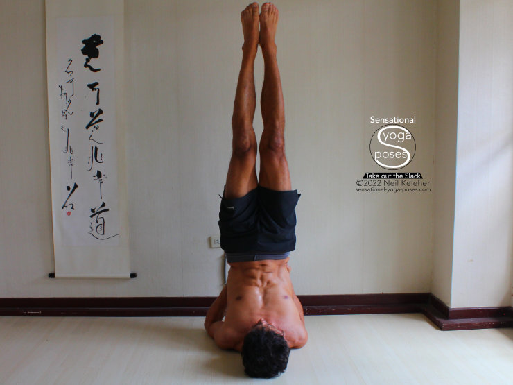 shoulder stand, yoga poses using a wall
