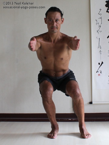 beginners yoga poses, beginners yoga workout, sensational yoga poses, basic yoga poses, squat with weight on one leg